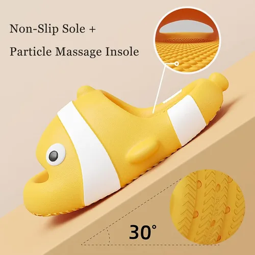 Vista 4 de Jerzmy Cute Clown Fish Cloud Slides for Boy Girl Kids Toddler, Soft Novelty Funny Animals House Slippers Non-Slip Beach Shoes for Indoor Outdoor