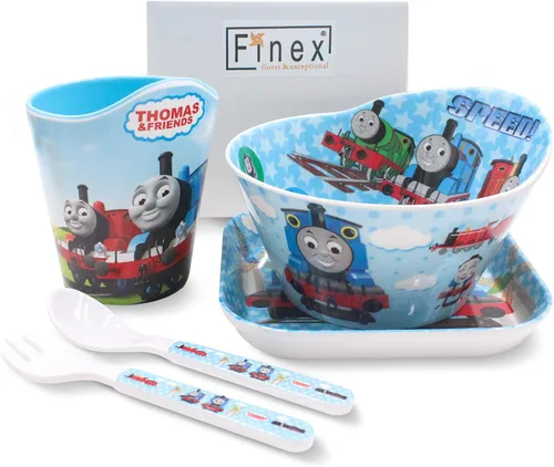 Vista 7 de Thomas Transport Fans - Juego de 5 piezas de vajilla duradera de dibujos animados, platos de comida a la hora de la comida, juego de alimentación