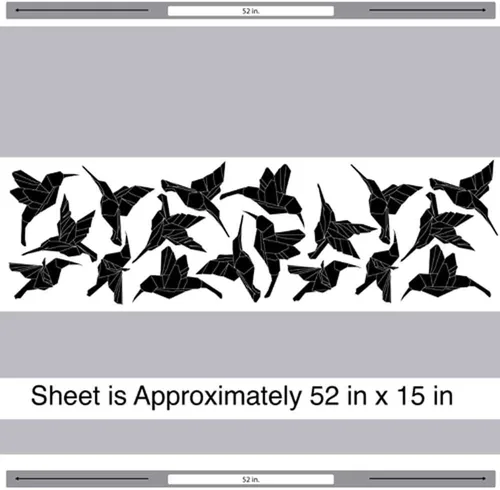 Vista 2 de Kit de calcomanías de pared de colibrí Origami - Kit de calcomanías de pared de pájaros voladores (negro gráfico)