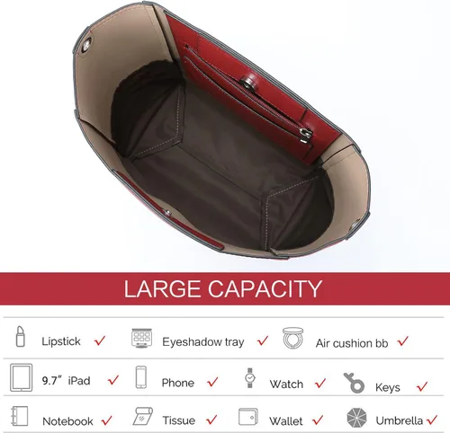 Vista 53 de BROMEN Bolsa Hobo para mujer, diseñada con cuero vegano, de hombro, bandolera
