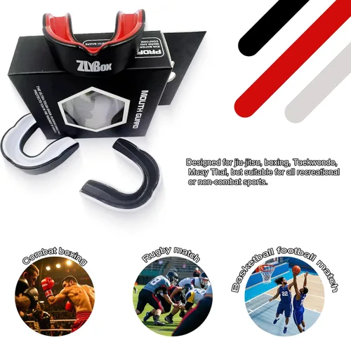 Vista 4 de Protector bucal deportivo de doble capa para adultos y jóvenes con funda, protección dental para boxeo, fútbol, artes marciales mixtas, hockey