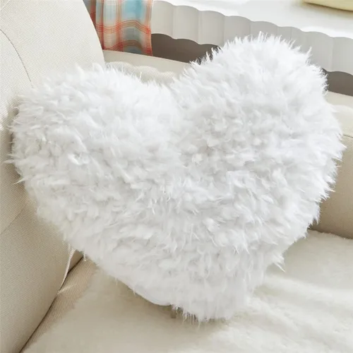 Vista 9 de MOOWOO - Almohada de corazón morado, almohada mullida de corazón con funda de almohada e relleno, piel sintética suave, diseño decorativo