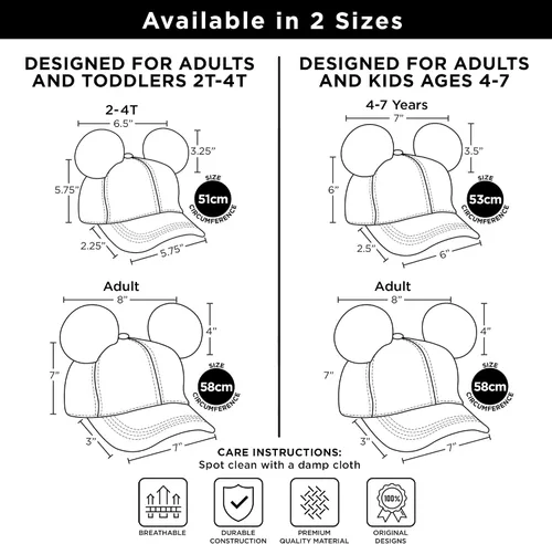 Vista 6 de Disney Sombrero de orejas de Mickey Mouse para niños juego de 2 gorras de béisbol para papá y yo
