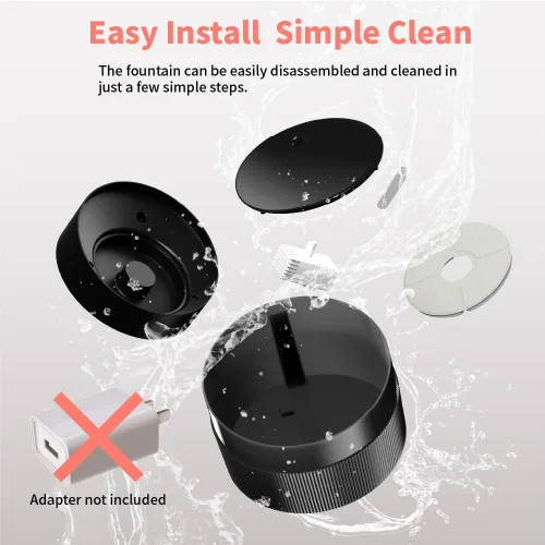 Vista 4 de beQ Fuente de agua para gatos, dispensador de agua ultra silencioso para mascotas, sin BPA, nivel de agua visible, adecuado para gatos, perros