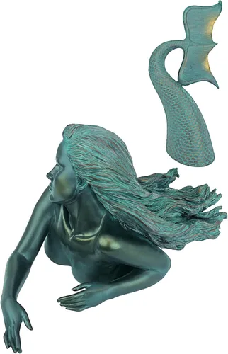 Vista 3 de Design Toscano Meara the Mermaid Swimmer - Estatua de jardín para interiores y exteriores, para patio, piscina o césped, 16 pulgadas de ancho, 7
