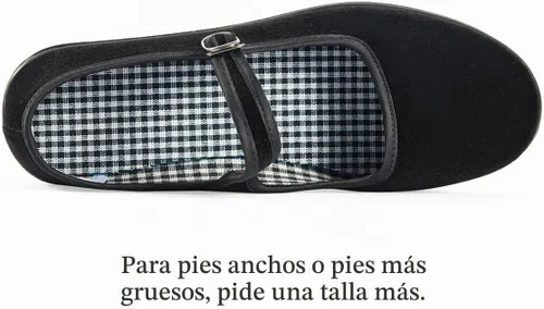 Vista 4 de missfiona Zapatos planos Mary Jane de terciopelo negro para mujer