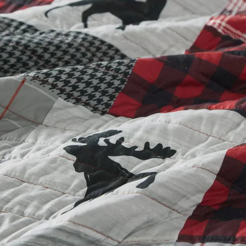 Vista 9 de Woolrich Juego de edredón reversible – Estilo cabaña invertido a color sólido, colcha ligera para todas las estaciones, capa de ropa de cama