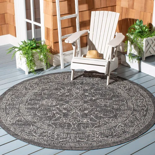 Vista 110 de SAFAVIEH Alfombra lavable al aire libre, colección Courtyard - 2'3" x 5', azul aguamarina y gris, no desprende pelusa y fácil limpieza, ideal