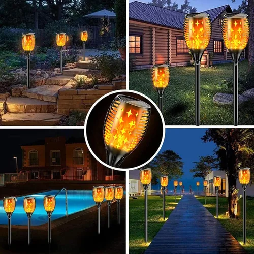 Vista 3 de YoungPower - Antorcha solar mejorada, impermeable, llamas parpadeantes, luces solares para decoración de paisaje al aire libre, iluminación
