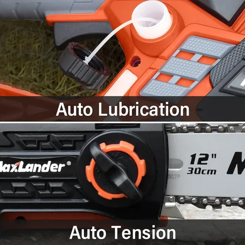 Vista 6 de Motosierra inalámbrica de 12 pulgadas operada por batería con batería y cargador de 1 x 4.0 Ah, motosierra eléctrica MAXLANDER de 20 V con tensión