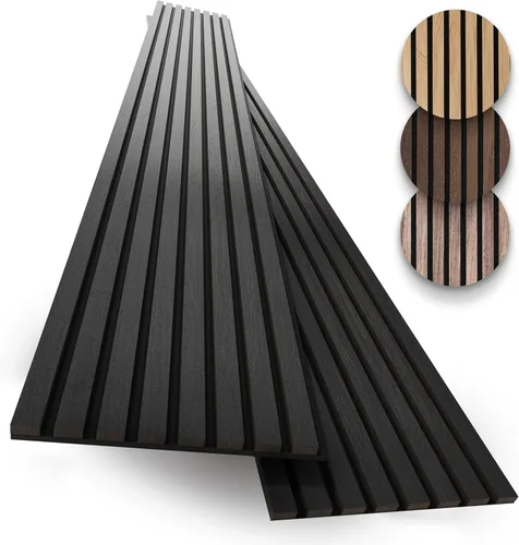 Vista 17 de Paquete de 2 paneles de madera para pared, paneles de pared de listones de madera acústicos, paneles de madera insonorizados para decoración