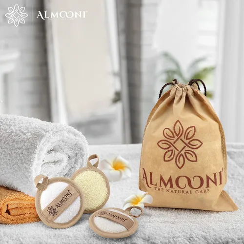 Vista 6 de Esponja egipcia natural de primera calidad para ducha y esponjas faciales, esponja exfoliante grande para el cuerpo, pule la piel muerta para una