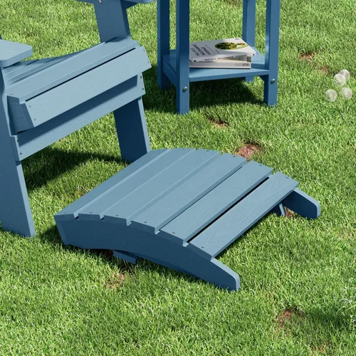 Vista 5 de MXIMU Taburete otomano plegable Adirondack para exteriores: Taburete de plástico HIPS para patio, fácil montaje, reposapiés para todo tipo de clima