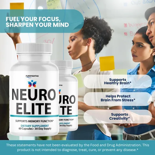 Vista 3 de Fórmula cognitiva Neuro Elite, suplemento cerebral para memoria y concentración, apoya el rendimiento cognitivo, suplemento de fórmula natural