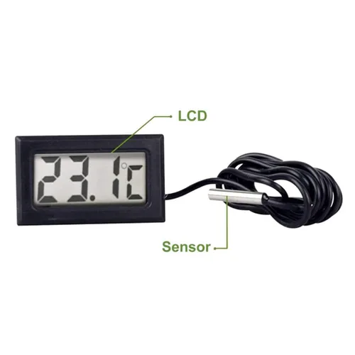 Vista 2 de Termómetros electrónicos de la sonda de Digitaces, termómetros de nevera digitales con cable incorporado con las sondas externas sondas