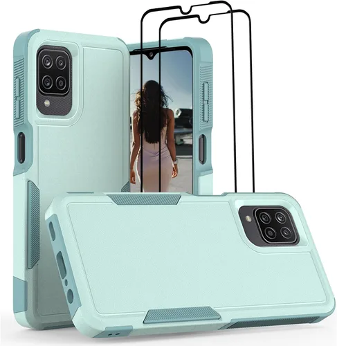 Vista 9 de Jeylly Funda compatible con Samsung Galaxy A12, Samsung Galaxy A12 con protector de pantalla de vidrio templado, protección contra caídas de grado