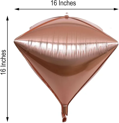 Vista 3 de Efavormart - Paquete de 3 globos de Mylar con forma de diamante 4D de 16.0 in, color oro rosa