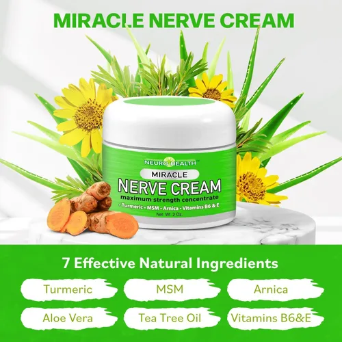 Vista 3 de Miracle Nerve Cream – Máxima Fuerza – Mezcla de cúrcuma y árnica para aliviar molestias neuropatía – Fórmula calmante para pies y manos con MSM, B6