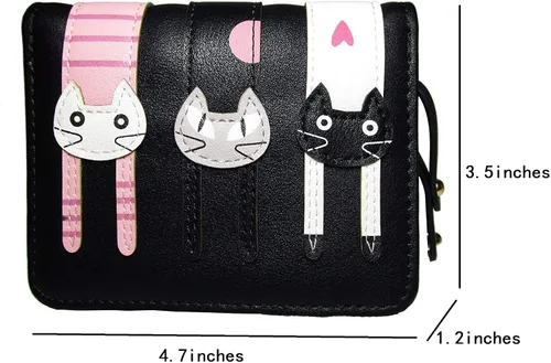 Vista 3 de Nawoshow - Monedero para mujer, diseño de gato