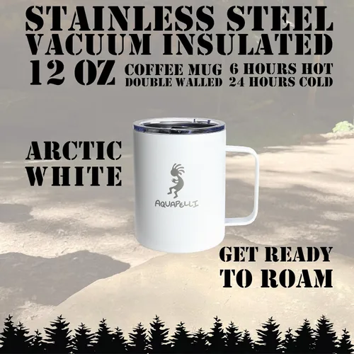 Vista 2 de Taza aislada al vacío con asa, 12 onzas, blanco ártico