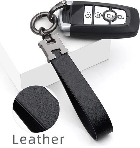 Vista 2 de Llavero universal de cuero con clip para llaves, anillo en D, cadenas para llavero para cinturón con mosquetón y 2 llaveros para hombres y mujeres
