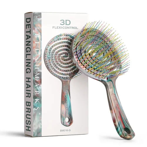 Vista 10 de Cepillo desenredante para cabello húmedo para cabello fino o liso, cepillo desenredante ventilado con cerdas de nailon ultra suaves de doble capa