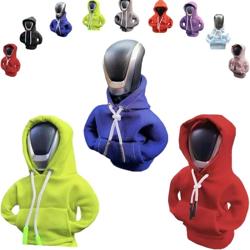 Vista 41 de Funda para palanca de cambios de automóvil, suéter divertido con pomo de palanca de cambios, sudadera con capucha para decoración y protección