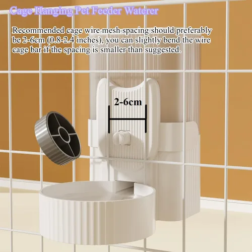 Vista 6 de Comedero automático para mascotas, contenedor de alimentos para colgar en jaula de gravedad automática de 1 litro, para perros y gatos pequeños