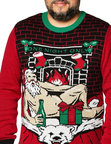 Vista 2 de The Ugly Sweater Co. Suéter feo de Navidad con luces LED, ajuste cómodo, diseños de suéter feo con luz activada por movimiento.