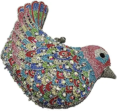 Vista 5 de Boutique De FGG Monederos de mano de cristal para mujer, elegante bolso de noche con diamantes de imitación, paloma de graduación, bolso de mano