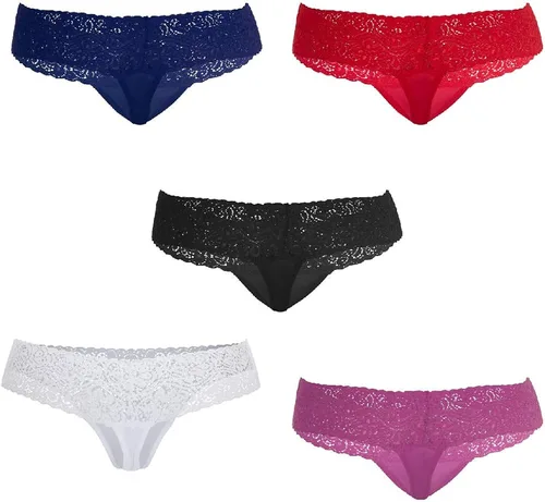 Vista 3 de Besame Bragas de encaje para mujer ropa interior de licra y elastano paquete de 5