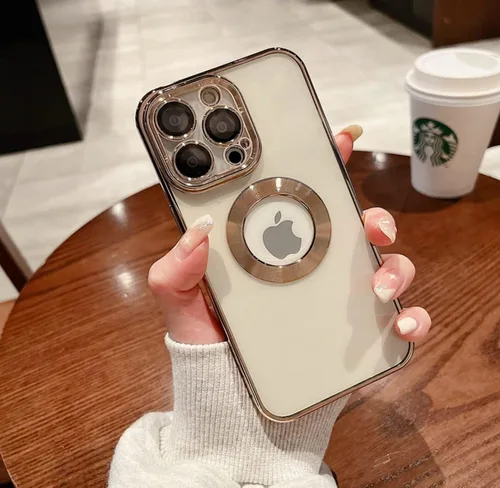Vista 3 de Funda compatible con Apple iPhone 12 Pro Max, [transparente + dorado] para mujeres/hombres, a prueba de golpes, resistente, bonita funda protectora