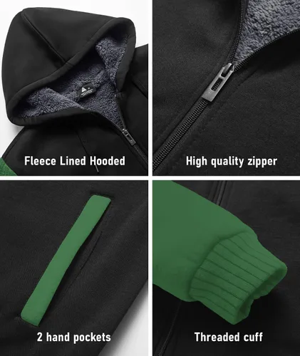 Vista 45 de SCODI Sudaderas con capucha para hombre, forro polar pesado, cremallera completa, forro de sherpa grueso, chaqueta con capucha