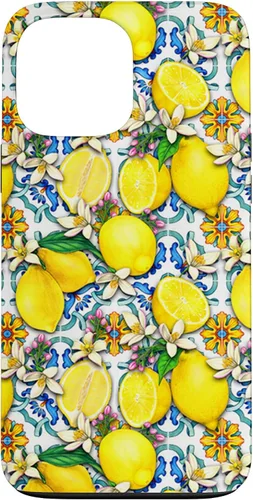 Vista 24 de Citrus Fruit Lemons Blue Tile Gardencore Farmcore Pattern Case for iPhone 17