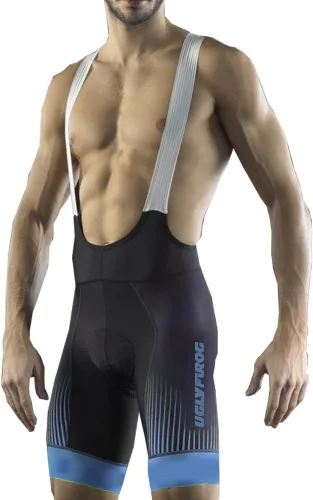 Vista 45 de UGLY FROG Designs - Pantalones cortos de ciclismo con pantalones cortos con peto, pantalones cortos de ciclismo Pro/BIP, acolchado 3D Coolmax
