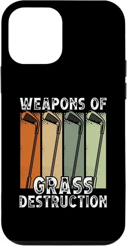 Vista 12 de iPhone 15 Armas de destrucción de hierba Funda divertida para jugadores de golf