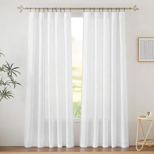 Vista 37 de RYB HOME - Cortinas de lino texturizado semitranslúcidas, privacidad media, filtro de luz, decoración de ventana para dormitorio/baño/sala de estar