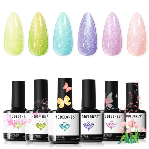 Vista 44 de Modelones - Juego de esmaltes de gel transparente, capa base de gel superior, sin limpieza, 0.5 onzas líquidas Un conjunto claro