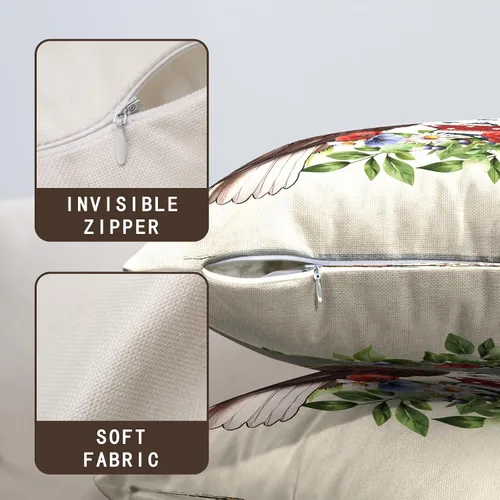 Vista 5 de Juego de 2 fundas de almohada de 16 x 16 pulgadas con diseño patriótico floral y estrellas de la independencia del Día de los Caídos, fundas