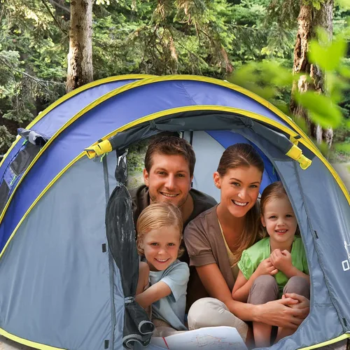 Vista 5 de Pop Up Tents for Camping 2-4 Person Waterproof Easy Up Setup Camping Tent 2 Big Doors Instant Family