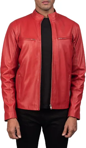 Vista 2 de MARDAMS Chaqueta Moto de cuero negro Hombres - 6 - Chaqueta de cuero Cafe Racer Chaqueta de cuero de piel de cordero real para hombre
