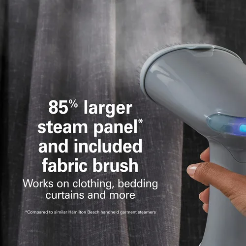 Vista 7 de Hamilton Beach Vaporizador de mano para ropa, tela y cortinas, 1200 vatios, tanque de agua de 13.5 fl oz, 20 minutos de vapor continuo, esenciales