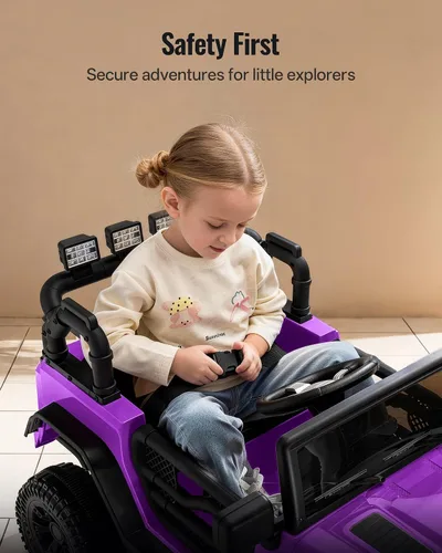 Vista 4 de Juguetes de paseo de 24 V, coche eléctrico para niños de 2 a 5 Morado