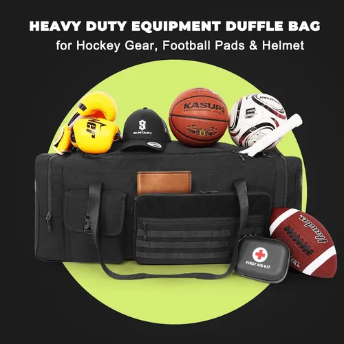 Vista 2 de Bolsa de lona extra grande de 36 pulgadas para gimnasio y viajes, 130 L, bolsa de equipo de gran tamaño para baloncesto, béisbol, hockey, fútbol