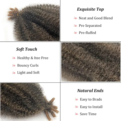 Vista 3 de Marley Twist - Cabello trenzado 1b/27 Afro Spring Cuban Twist Hair de 24 pulgadas, cabello trenzado trenzado trenzado jamaicano, extensiones