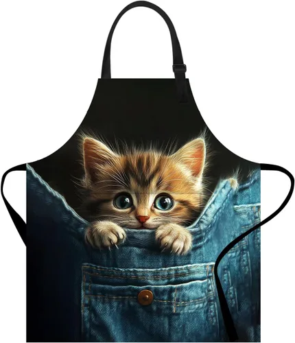 Vista 12 de Delantal de cocina para el hogar, cocina, horneado, jardinería, para mujeres y hombres, con bolsillos, delantal impermeable, 32 x 28 pulgadas