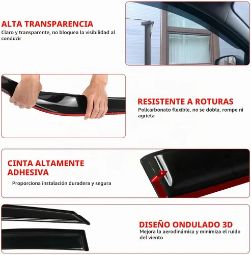 Vista 4 de Protector de lluvia apto para GMC Terrain 2010-2017, deflector de visera de ventana lateral de montaje exterior, protector de sombra de ventilación