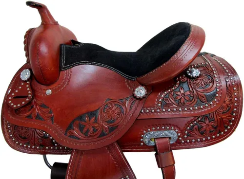 Vista 3 de Western Horse Saddle Pleasure Barrel Racing Trail Floral Tooled Cuero TACK Set 15 16 17 18