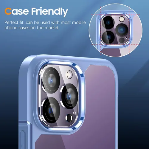 Vista 9 de UniqueMe [Pack de 3 compatible con iPhone 14 Pro Max/iPhone 14 Pro Protector de Lente de Cámara de Vidrio Templado