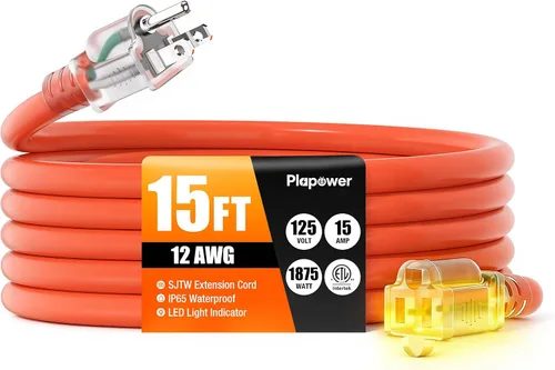 Vista 15 de Cable de extensión para exteriores calibre 12/3, 50 pies, resistente al Negro